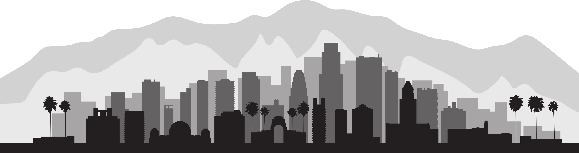 Los Angeles, CA city skyline in silhouette